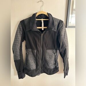 Lululemon Fleecy Keen Jacket Women's Black Full Zip High Neck Quilted Size 4